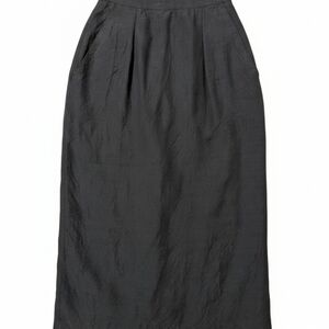 Vintage 100% Silk Black Midi Skirt with Pockets - Size 2P